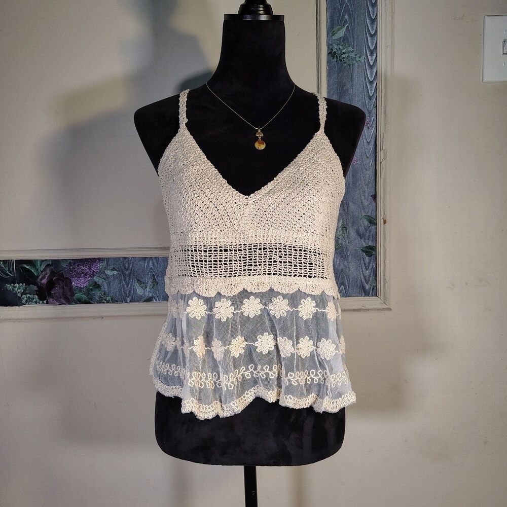 Boho Crochet Hippie Festival Spaghetti Strap Tank Top NWTS/T489